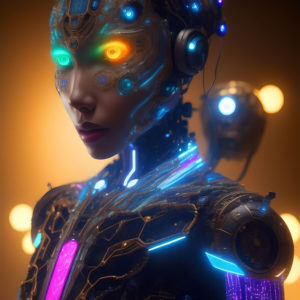 An AI generated image of a cyborg.